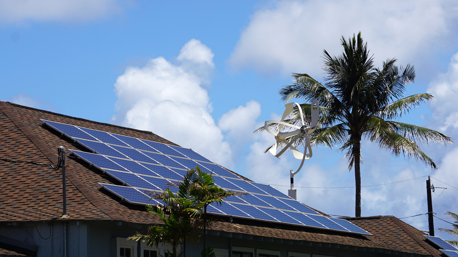 Rooftop solar panels on a house in Hawaii